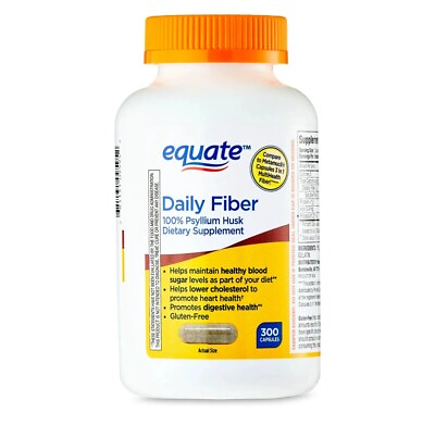 #ad Equate Daily Fiber 100% Psyllium Husk Dietary Supplement Capsules 300 Count
