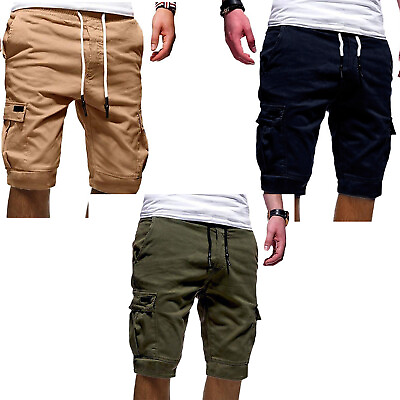 #ad Men Fashion Casual Chino Cargo Shorts Multi Pockets Pants Trousers