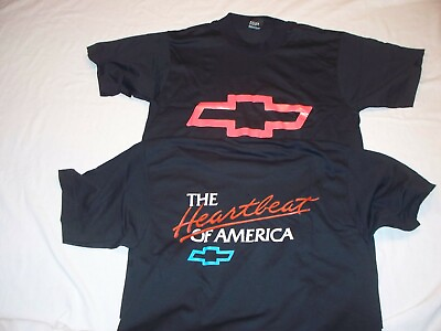#ad NOS *BRAND NEW* Chevrolet The Heartbeat Of America Logo 2 sided Black T shirt M