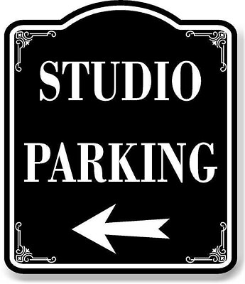 #ad Studio Parking Left Arrow BLACK Aluminum Composite Sign