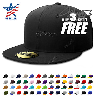 #ad Snapback Hat Flat Baseball Cap Trucker Solid Plain Blank Men Hip Hop Army CS