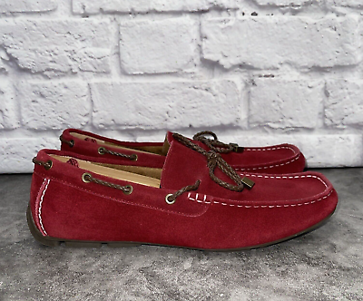 #ad Alfani Men#x27;s Trevor Red Suede Driving Loafers Moccasins Size 8.5m
