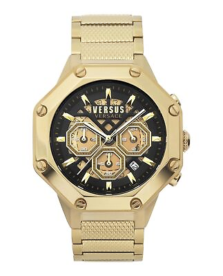 #ad Versus Versace Mens Palestro IP Yellow Gold 45mm Bracelet Fashion Watch