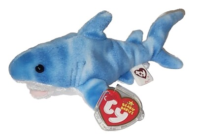 #ad Ty Beanie Baby FINN the Shark Blue Sea Center Exclusive MINT with MINT TAG