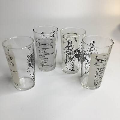 Vintage Federal Bar Glasses Barware Write Your Name Is Drinking Lot 4 Barware