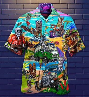 #ad Tiki And Skull Tropical Beach Tiki Hawaiian Shirts US Size S 5XL Free Shipping