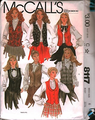 #ad #ad 8117 Vintage McCalls SEWING Pattern Misses 1980s Vest Waistcoat UNCUT OOP FF