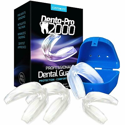 #ad DentaPro2000 Teeth Grinding Mouth Guard 2 Small amp; 2 Large Dental Guards Case