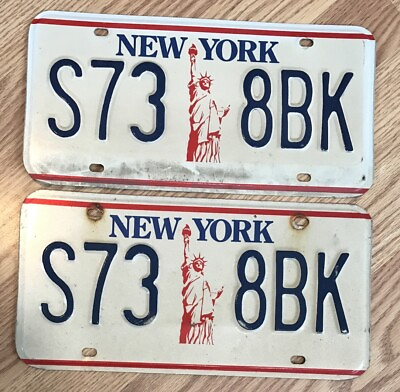 #ad New York State license Plate Statue of Liberty pair 2 Matching Plates