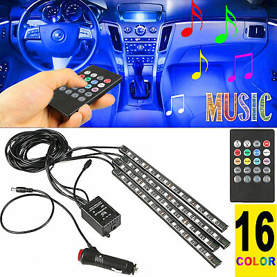 #ad #ad Car RGB 48 LED Light Strip Interior Atmosphere Neon Lamp Remote Control For Cars