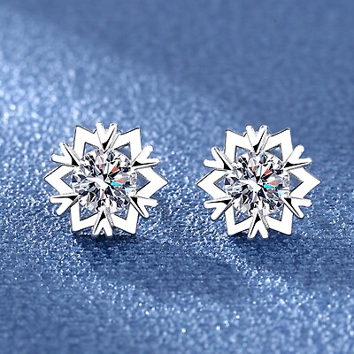 #ad Christmas Female Diamond Snowflake Style Earrings Personality Stud Winter