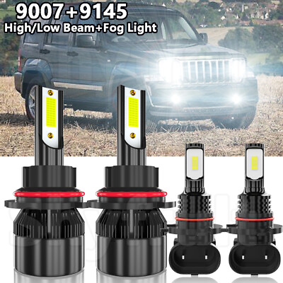 #ad For 2002 2003 2004 2005 2006 2007 Jeep Liberty LED HeadlightFog Lamp Combo Kit