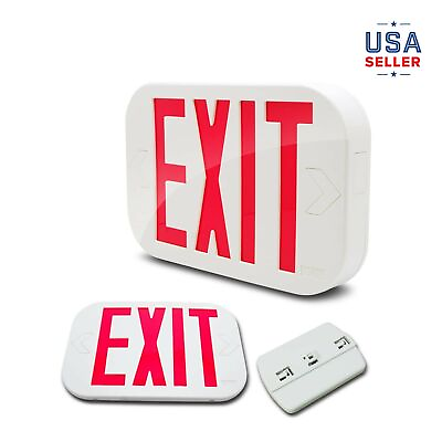 LSP SMD LED Exit Sign Emergency Light with Battery Back Up Red Letter 1 Pack