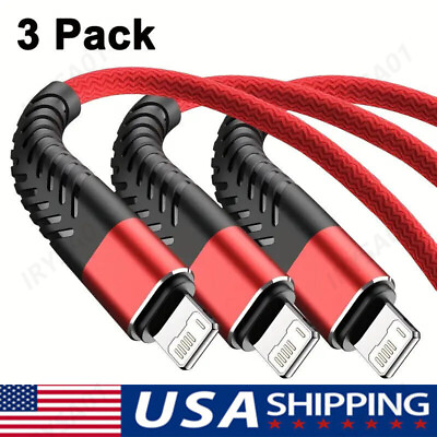 #ad Braided Fast Charger Cable Heavy Duty USB Cord For iPhone 14 13 12 11 X XR 8 7 6