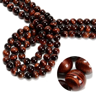 #ad 100 Strand 15quot; Wholesale Natural Red Tiger#x27;s Eye Stone Round Loose Beads 8MM DIY
