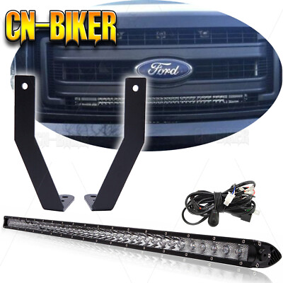 #ad 32quot; Straight LED Light Bar Hidden Bumper Grille Bracket Wire For 09 14 Ford F150