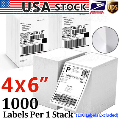 #ad 100 10000 4x6 Fanfold Direct Thermal Shipping Labels for Zebra amp; Rollo Printers