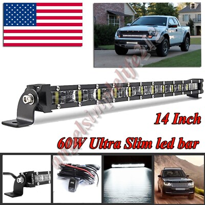 #ad Slim Line 14quot; Light Bar Spot LED Work Light Bar Fog Driving ATV SUV Offroad 16#x27;#x27;