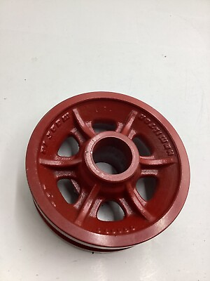 #ad QTY 1 Hamilton Red V Grooved Metal Wheel Cast Iron Straight Roller 8quot; Diameter