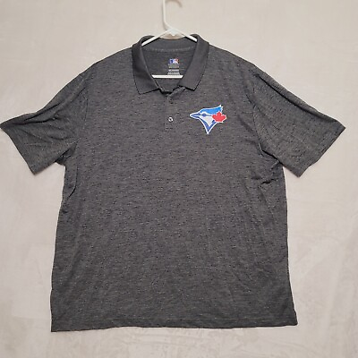 #ad #ad Toronto Blue Jays Men#x27;s Polo Shirt Size 2XL XXL Genuine Merchandise Gray Casual