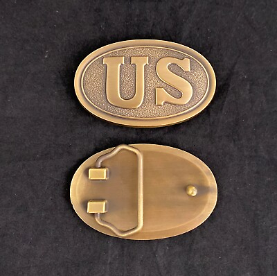 #ad 🌟 US Army Civil War Union Enlisted Solid Brass Belt Buckle Antique Style Repro