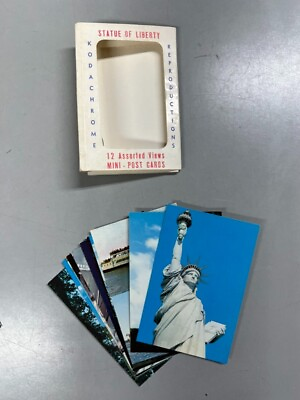 #ad Set of 12 Vintage Statue of Liberty Mini Post Cards Kodachrome Reproductions NYC