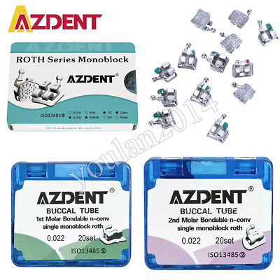 #ad Dental Ortho MIM Monoblock Bracket Braces Mini Roth 022 Hooks 345 Buccal Tube