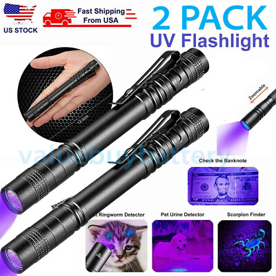 #ad #ad 2x UV Ultra Violet LED Flashlight Blacklight Light 395nM Inspection Lamp Torch