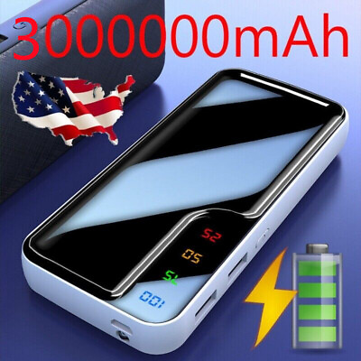 #ad Power Bank 3000000mAh 2 USB Backup External Battery Charger Pack for Cell Phone