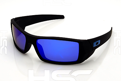 #ad Polarized Sports Wrap Sunglasses Matte Black Frame Blue Mirror Lens Blue Logo