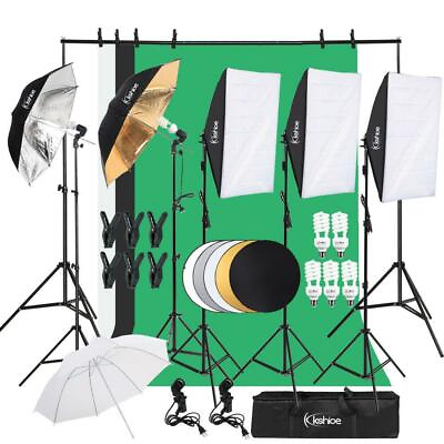 #ad 30pcs Photo Studio Photography Lighting Kit Umbrella Softbox Backdrop Stand Set