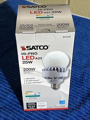 #ad #ad Satco S13101 LED A23 Hi Pro HID Medium Light Bulb 4000K New 25 Watt 100 277v