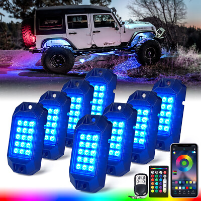 #ad Xprite Multi Color RGB LED Rock Lights w Remote amp; Bluetooth Underbody Neon Kit