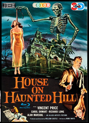 #ad HOUSE on HAUNTED HILL 1959 BLU RAY Restored in COLOR Bamp;W 3 D Vincent Price