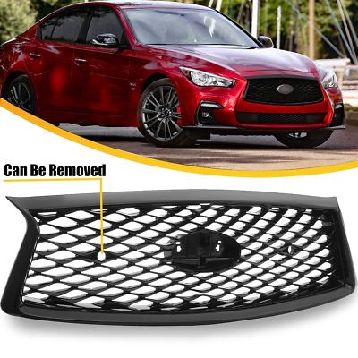 #ad #ad Front Upper Grille Glossy Black Grill Fit Infiniti Q50 2018 2019 2020 2021 2022