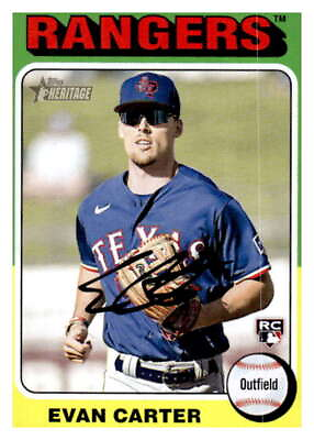 #ad 2024 Topps Heritage #170 Evan Carter Texas Rangers Rookie