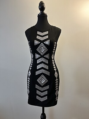 #ad Gorgeous Black amp; Silver Mini Dress Small Design Lab: Open back