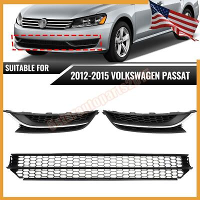 #ad For 2012 2015 VW Passat Front Bumper Radiator Lower Grille Grill Fog Light Cover