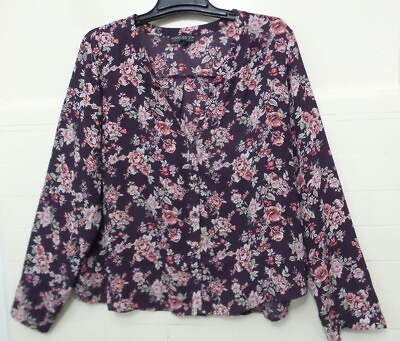 #ad Forever 21 shirt top womens Plus Size 2X floral button up hi low long sleeve