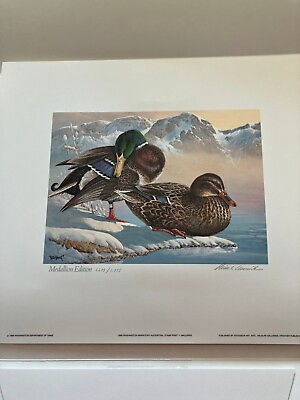 #ad 1986 First of State Washington Medallion Edition Duck Print Artist sign Stamp