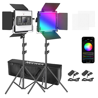 #ad Neewer 2 Pack 530 RGB LED Light with APP Control Photography Video Lighting Kit