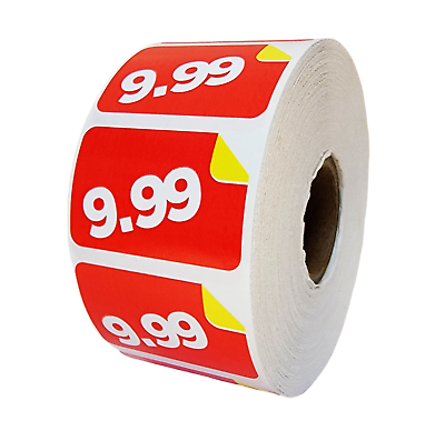 #ad 9.99 Pricing Labels 1.5quot;x1quot; Red Price Sale Adhesive Stickers 1 RL of 1000