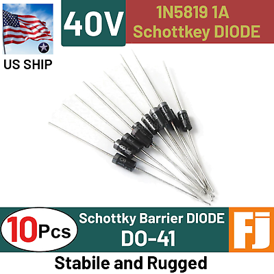 #ad 1N5819 Diode 10 Pcs 1A 40V Schottky Barrier Diode DO 41 IN5819 US SHIP