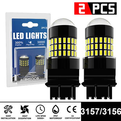 #ad 2 Pack 3157 3156 Clear Tail Signal Brake Light Bulbs Lamp FAST US Shipping