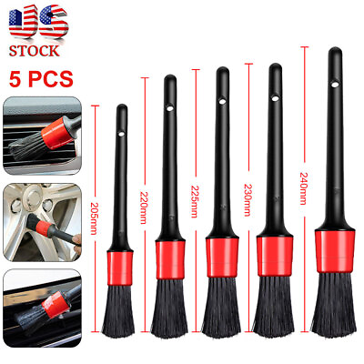 #ad 5Pcs Set Car Auto Detailing Brushes Interior For Cleaning Wheels Engine Air Vent