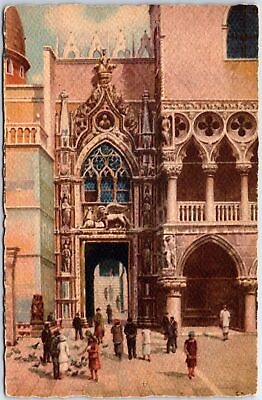 #ad VINTAGE POSTCARD THE CARTA GATE IN VENICE ITALY 1930s