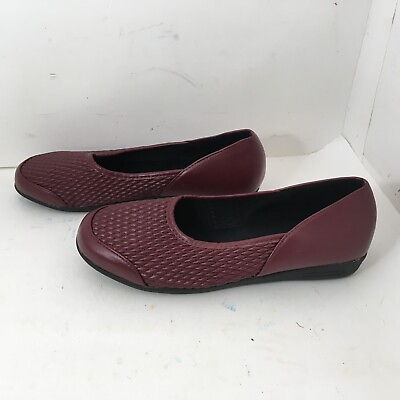 #ad Stretch#x27;n Form By Beacon Shoes Women#x27;s Size 8.5M Burgundy Slip On Flats Cushion