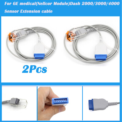 #ad 2Pcs Fit for GE Medical Nellcor Module Dash 2000 3000SpO2 Sensor Extension cable