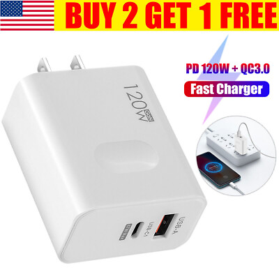 #ad Power Adapter USB Type C Fast Wall Charger PD 120W plug For iPhone 14 13 12 11