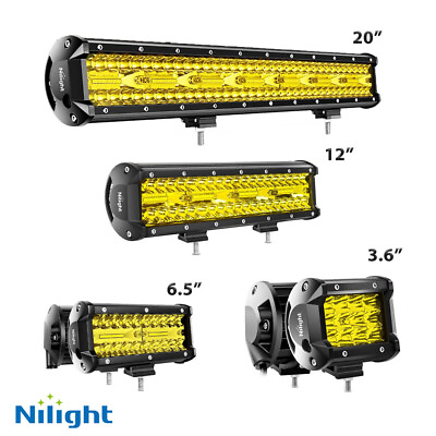 #ad Nilight 20quot; 12quot; 6.5quot; LED Light Bar Amber Fog Driving Lights for Jeep ATV UTV SUV